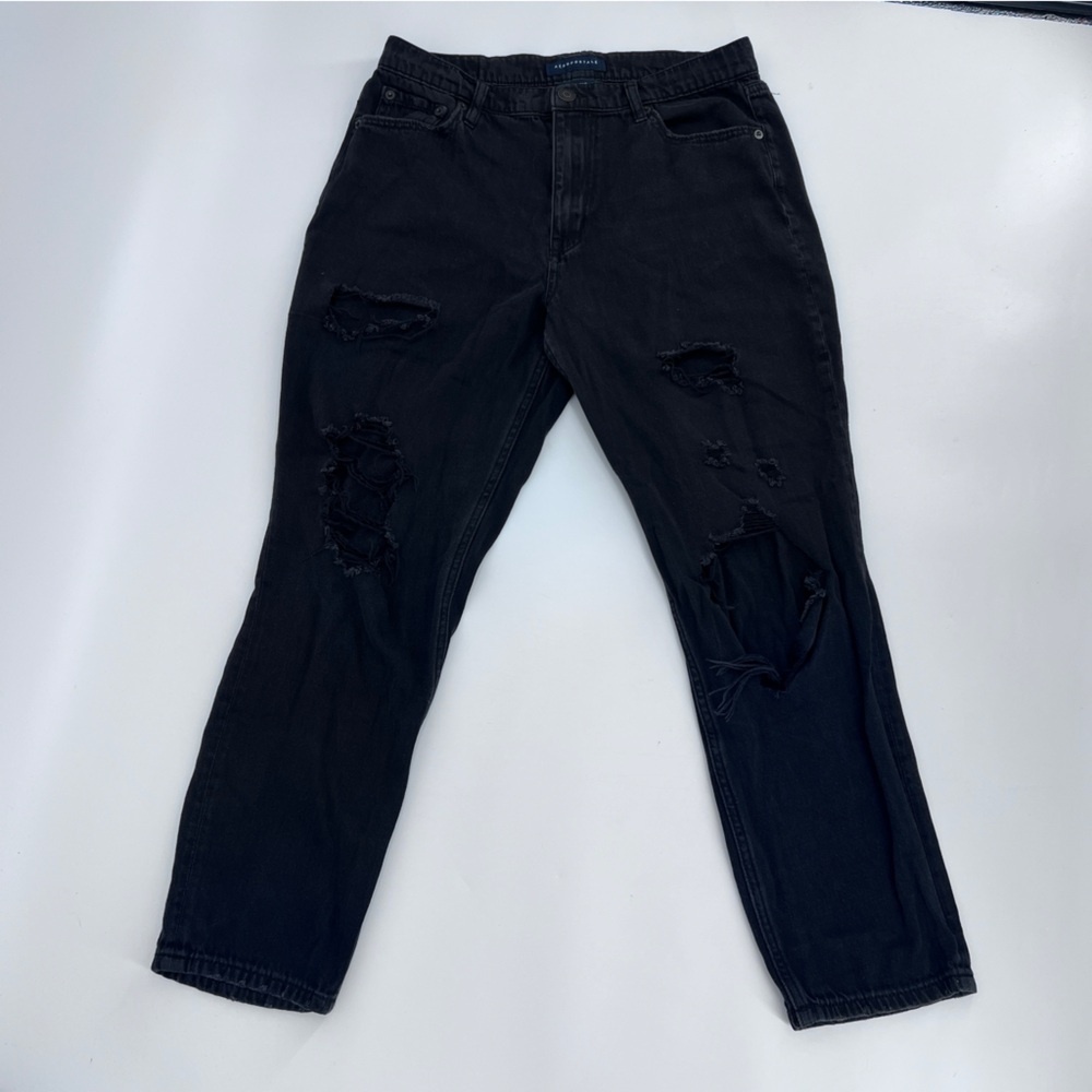 Aeropostale Black Distressed Mom Jeans Size 10 Women’s